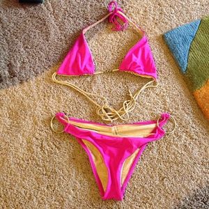 Pink and gold swim suit